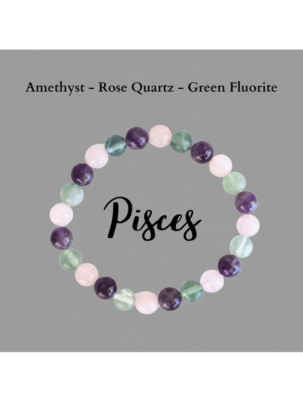 Zodiac Pisces Gemstone Bracelet | Amethyst-Quartz-Fluorite